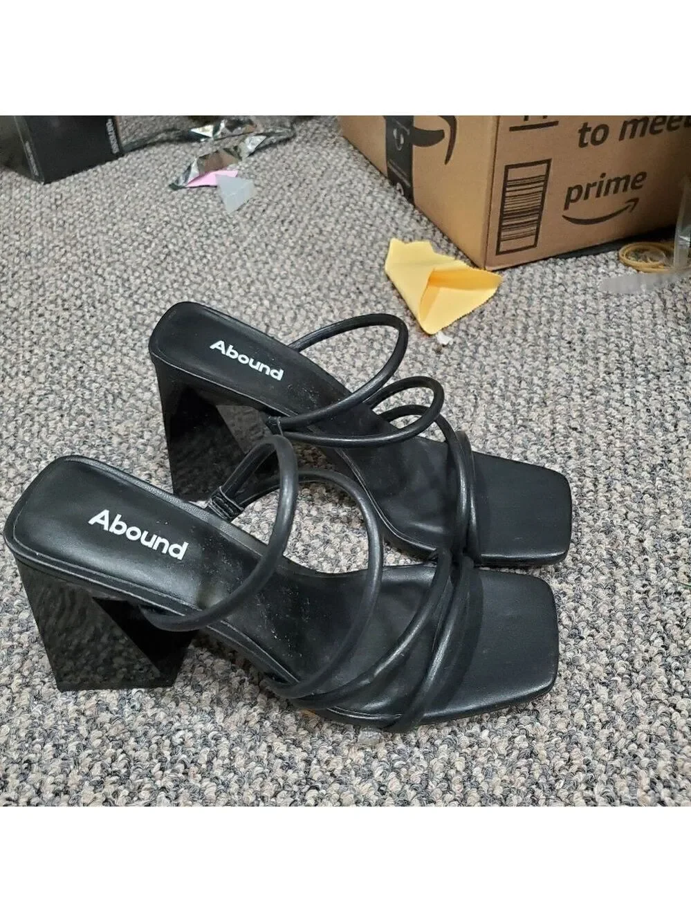 Abound Black Strappy Block Heel Mules Size 9